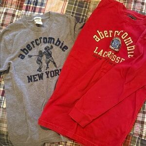 Abercrombie Kids Lacrosse Gray & Red Crewneck Tee Set